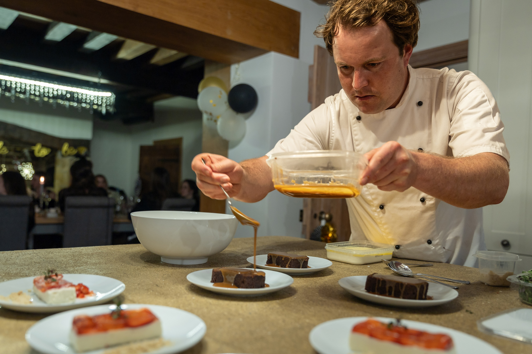 Green Cow Chef Harry Gould offering the ukltimate fine dining in-house experience